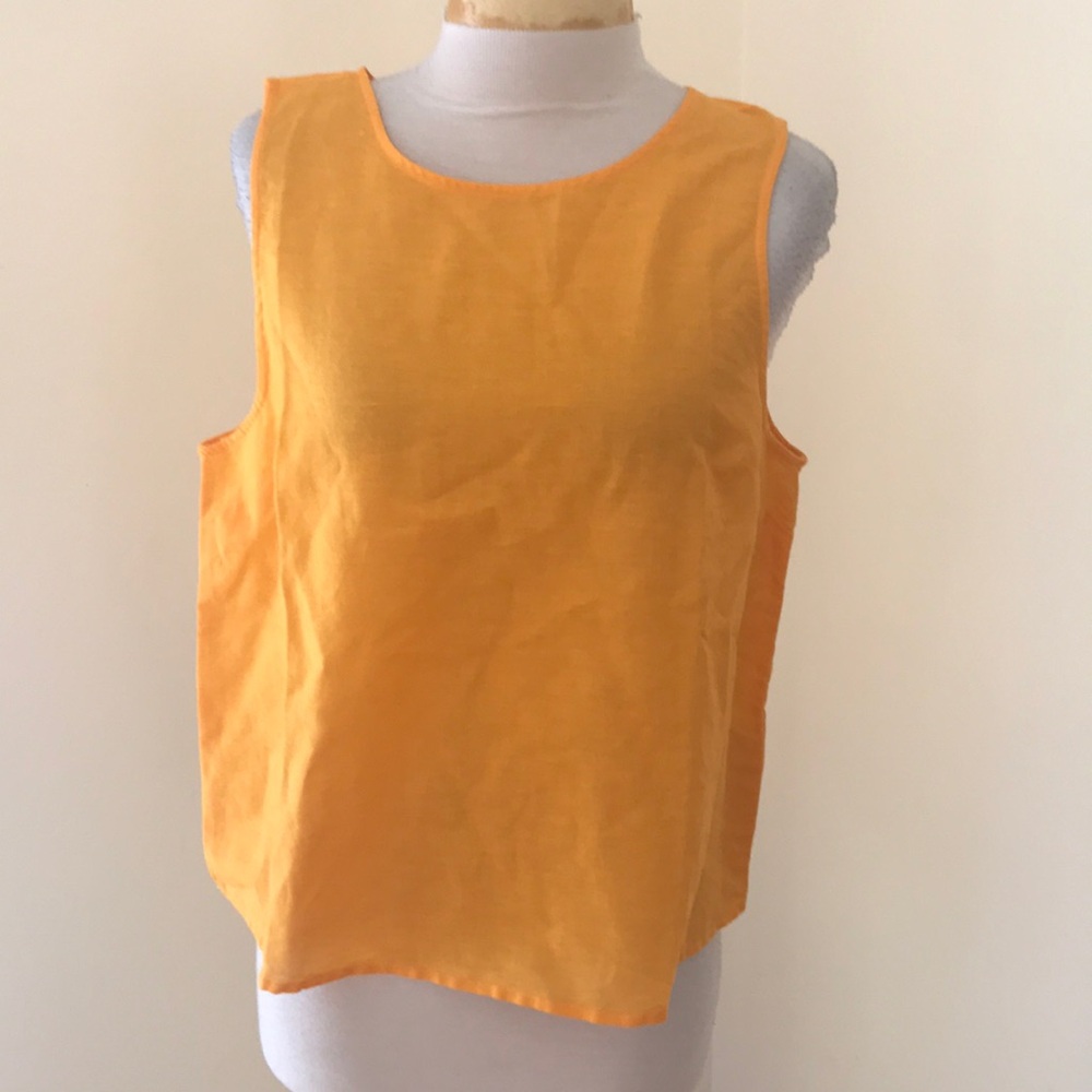 J.Crew factory medium linen blend back button tank top.